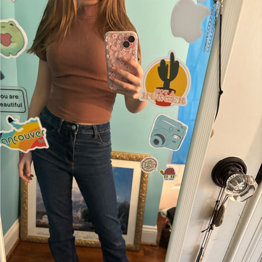Brown ribbed crop top